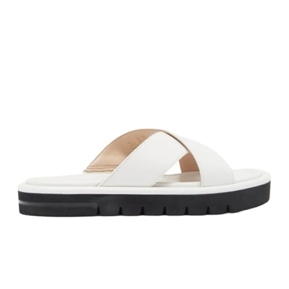 Stuart Weitzman Elodie Leather Slide Sandal in White Size 10 B - Picture 9 of 9